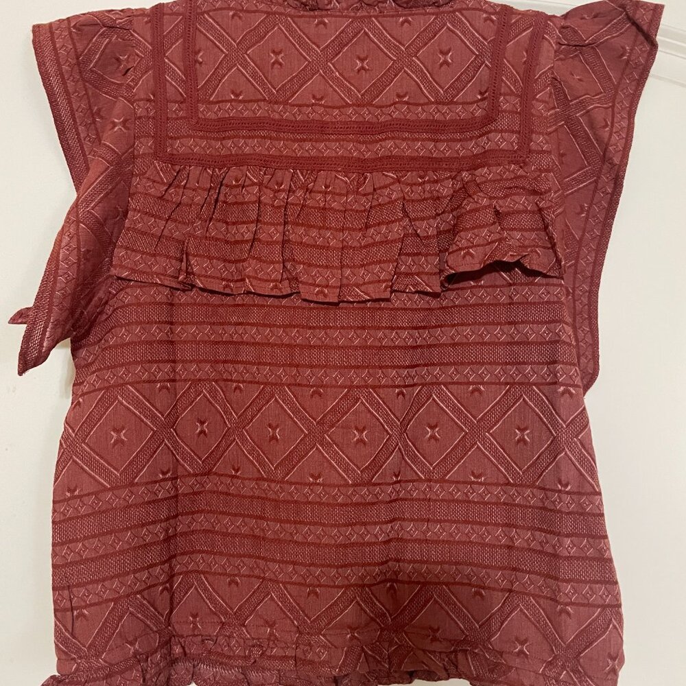 Lovestitch Burnt Orange Textured Top - Picture 2 of 3